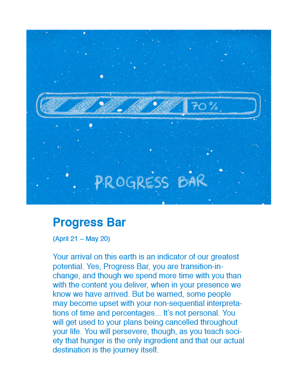 Horoscope Progress Bar Humor Art AstroExplorer Adam Blue 