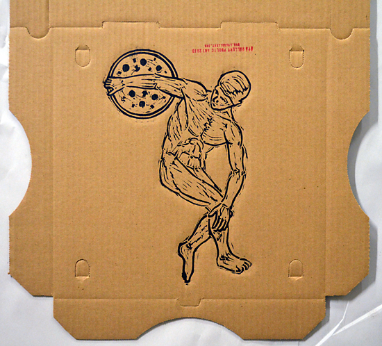 Social Practice Printmaking Pizza Boxes