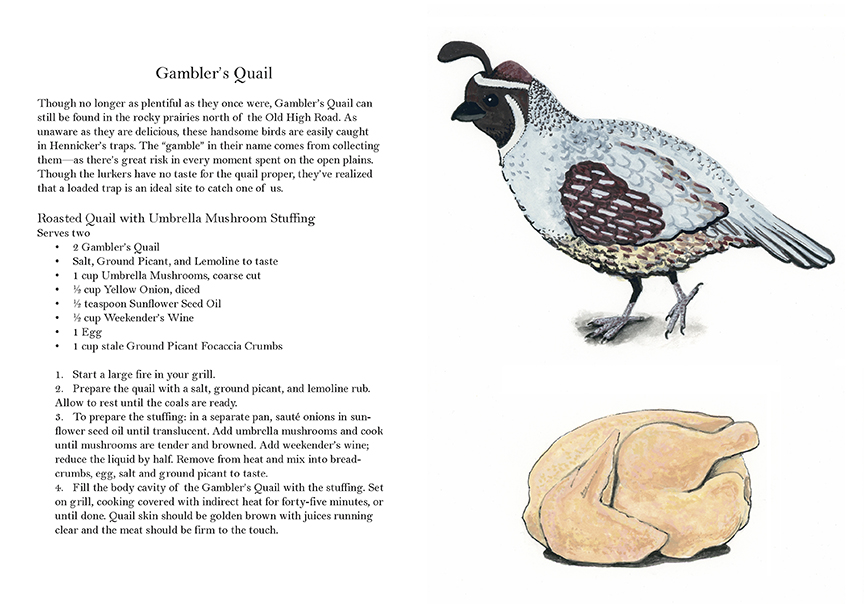 Cookbook Recipe Quail Dystopia Illustration Adam Blue