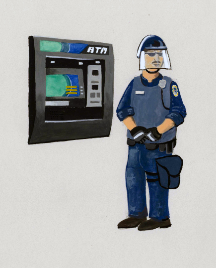 cop atm adam blue gouache drawing