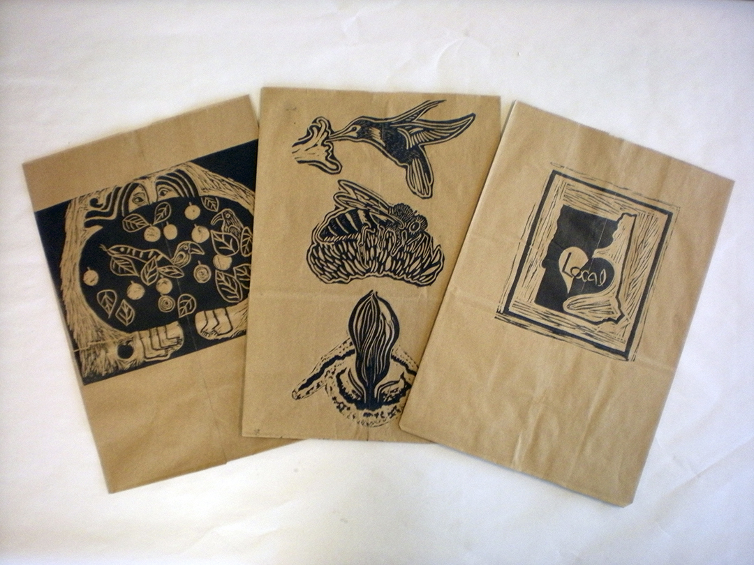 Social Practice Printmaking Paper Grocery Bags NEFA