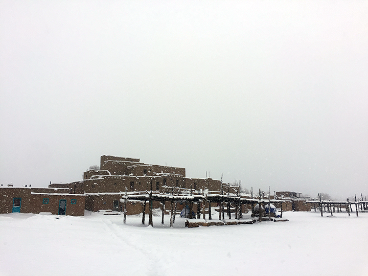 Blue Taos Pueblo Snow 2019 Web